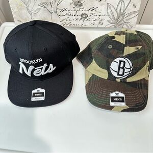 Set/2 Men's Brooklyn Nets Authentic NBA Fan Favorite Caps Hats